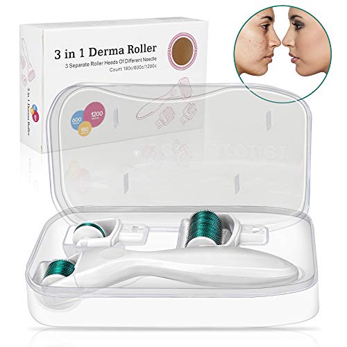 Johely Dermaroller, 0.5/1 / 1.5mm 3 en 1 Rodillo Micro Agujas Titanio para Cuidado, utilizadas en áreas estrechas del cuerpo y la cara, con anti-celulitis y estrías/Anti-Edad