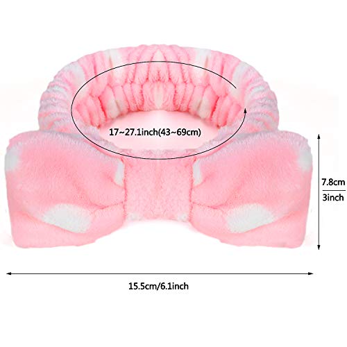 Joinfun Diadema Maquillaje, 6 Paquetes Diademas con lazo para mujeres Chica Rayas Elástico Coral Bandas para el cabello Maquillaje de felpa Lavado de cara Ducha Diadema