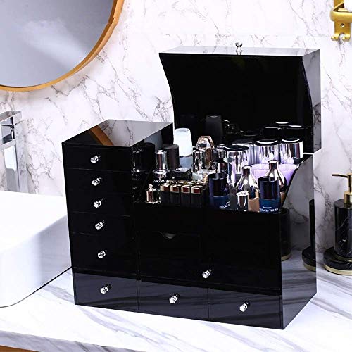 Joyería de la joyería mujeres de la caja regalo de cumpleaños casado almacenamiento de cosmética organizador del cajón de joyas caja de caja de los maleta fácil de llevar Color: Negro, Tamaño: Un tama