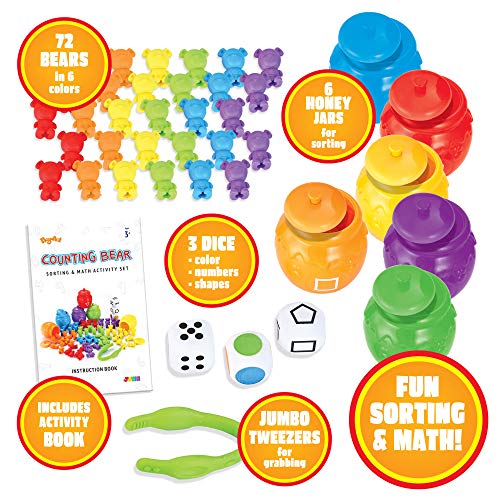 JOYIN Play-Act Infantil Juguetes Montessori 72pcs Osos Colores y 6 Latas de Abeja Juguetes Educativos