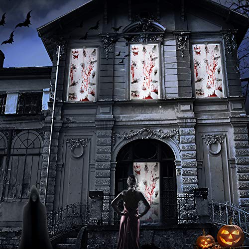 Joyjoz Halloween Horror Poster 4PCS Puerta de Halloween Decoración de Ventana Esqueleto Sangriento Decoraciones de Fiesta de Halloween Casas Encantadas