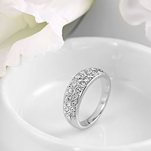 joyliveCY 2018 la Moda Mujer Elegante Platino Diamante Anillo Reino Unido tamaño Q