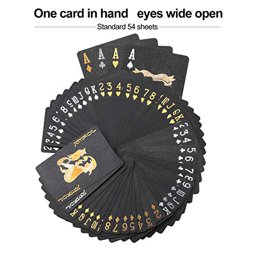 joyoldelf Baraja Poker Plastico Negro - Playing Cards Poker Mágico Impermeables, Juego de Cartas Fiestas y Juegos