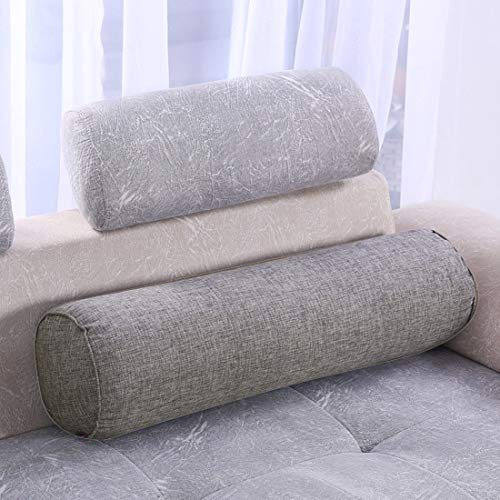 Jubang Almohada Cilíndrica Ergonómica Almohada Cervical Almohada de Cuello Espalda Lumbar Almohada Cojín para Sofa Cama Coche Dormir Gris S,40 * 15cm