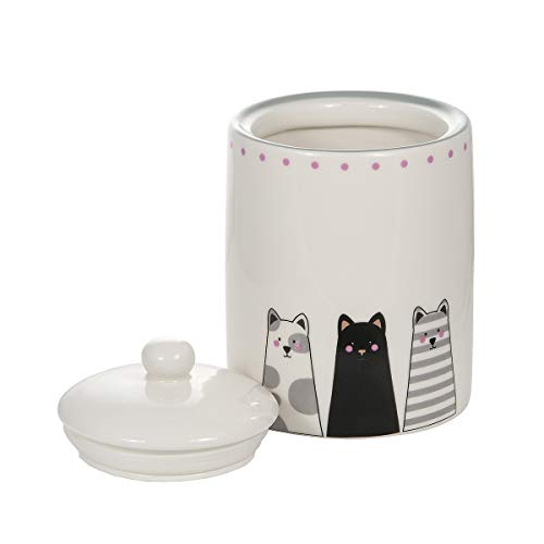 Juego de 3 Tarros de Cerámica, Botes de Almacenamiento de Cocina para Almacenar Alimentos, Té, Café, Azúcar con Diseño de Gatos, Regalo Gato para Amantes de los Gatos