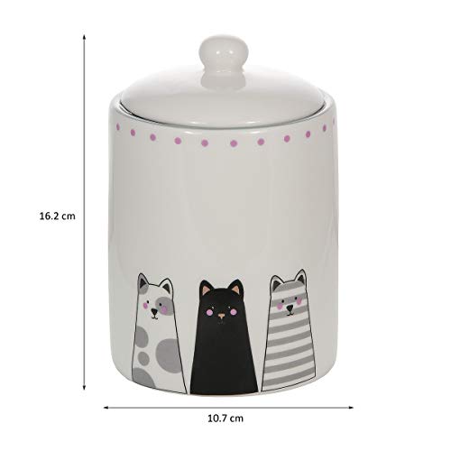 Juego de 3 Tarros de Cerámica, Botes de Almacenamiento de Cocina para Almacenar Alimentos, Té, Café, Azúcar con Diseño de Gatos, Regalo Gato para Amantes de los Gatos