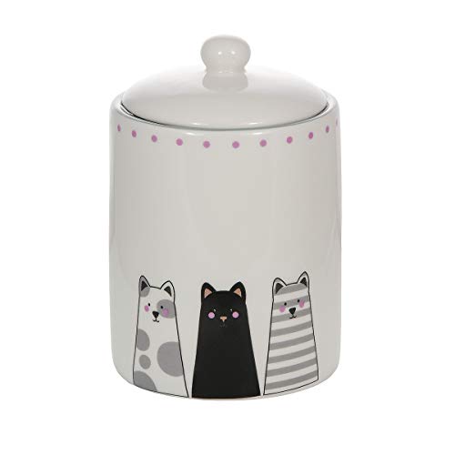 Juego de 3 Tarros de Cerámica, Botes de Almacenamiento de Cocina para Almacenar Alimentos, Té, Café, Azúcar con Diseño de Gatos, Regalo Gato para Amantes de los Gatos