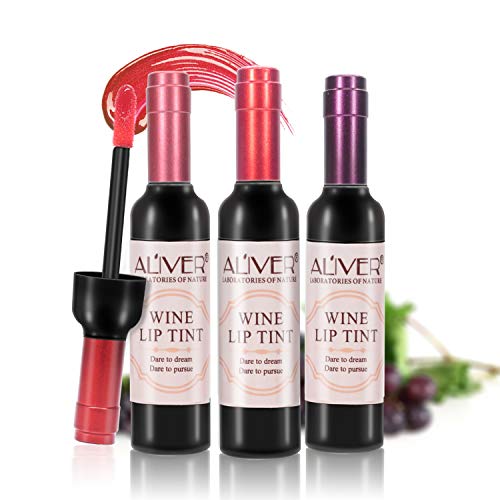 Juego de 6 botellas de vino brillo de labios Tint resistente al agua Lippenstift tono, duradero beso de prueba, no Stick Taza brillo Pintalabios