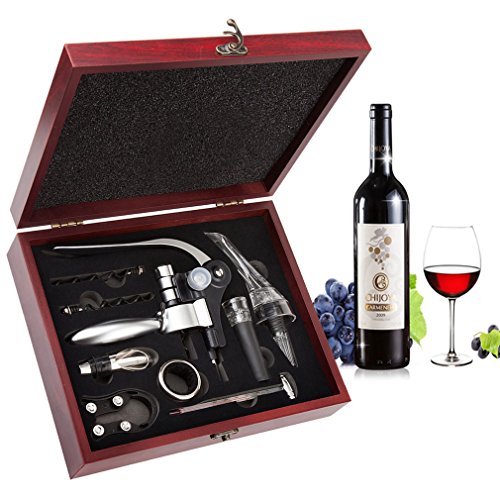 Juego de accesorios de vino, sacacorchos de palanca Smaier de acero inoxidable, vino tinto