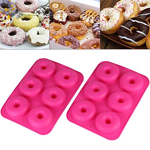 JUEYAN® 2 Piezas Moldes de Silicona para Rosquillas Bandeja Antiadherente para Hornear Rosquillas para Bizcochos, Bagels, Muffins Adecuado para Lavavajillas, Horno, Microondas, Refrigerador