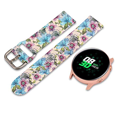 JUNESUN Retro Flor Floral Correa de Reloj Correa de Pulsera de Silicona Reemplazo para Samsung Galaxy Watch Accesorios Activos