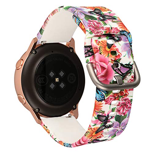 JUNESUN Retro Flor Floral Correa de Reloj Correa de Pulsera de Silicona Reemplazo para Samsung Galaxy Watch Accesorios Activos