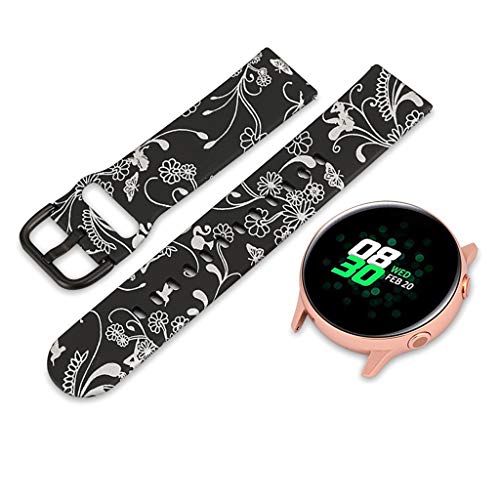 JUNESUN Retro Flor Floral Correa de Reloj Correa de Pulsera de Silicona Reemplazo para Samsung Galaxy Watch Accesorios Activos