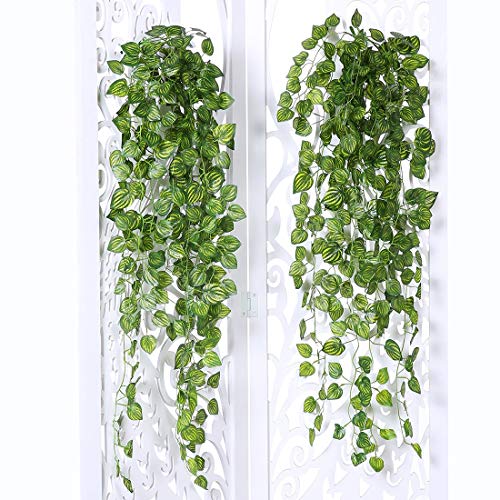 JUSTOYOU Hiedra Falsa Que cuelga la Planta de la Corona, Conveniente para al Aire Libre, Interior, Cesta, hogar, jardín, decoración de la Pared Que cuelga Las Plantas 6pcs 3ft