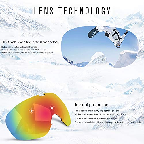 JW-YZWJ De los niños Gafas de esquí, esféricos de Doble Capa Anti-Niebla al Aire Libre Montañismo Viento y la Arena de la Nieve Gafas, Compatible con Casco,B