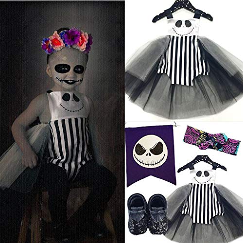 K-Youth Disfraz Halloween Vestidos Niña Tul Princesa Tutú Chica Vestido de Niña Fiesta Cosplay Fantasma Vestido Bebe Niña Ropa de Niñas 0-24 Meses Ropa Bebe Recién Nacido Niña (Blanco, 18-24 Meses)