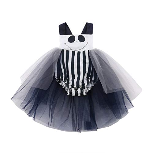 K-Youth Disfraz Halloween Vestidos Niña Tul Princesa Tutú Chica Vestido de Niña Fiesta Cosplay Fantasma Vestido Bebe Niña Ropa de Niñas 0-24 Meses Ropa Bebe Recién Nacido Niña (Blanco, 18-24 Meses)