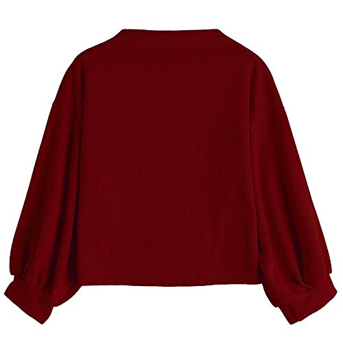 K-youth sudadera mujer Mujer Sudaderas Cortas, Tumblr Cortas Anchas 2018 Otoño Invierno Chicas Ropa Deportiva Moda Manga Larga Blusa Tops Hoodie Sweatshirt(Vino Rojo, L)