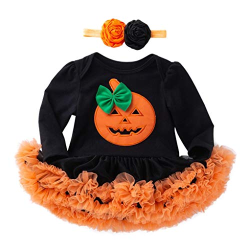 K-youth Vestidos Bebe Niña Bautizo, Ropa Bebe Recien Nacido Niña Bebé Mono Halloween 2018 Ofertas Otoño Invierno Vestido Bebe Ceremonia Tutu Princesa Vestido de niñas(Negro-2,6-12 Meses)