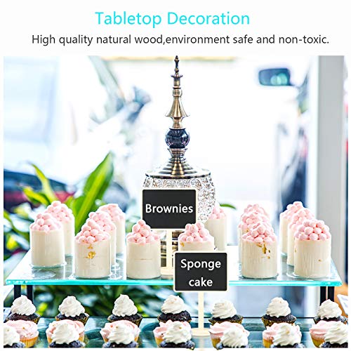 KAKOO 12pcs Pizarra pequeña Vertical Nombre de Mini Pizarra de Madera con Tiza y borrar para mostrador de Precio, candybar de Mesa de Boda, Planta de Nombre