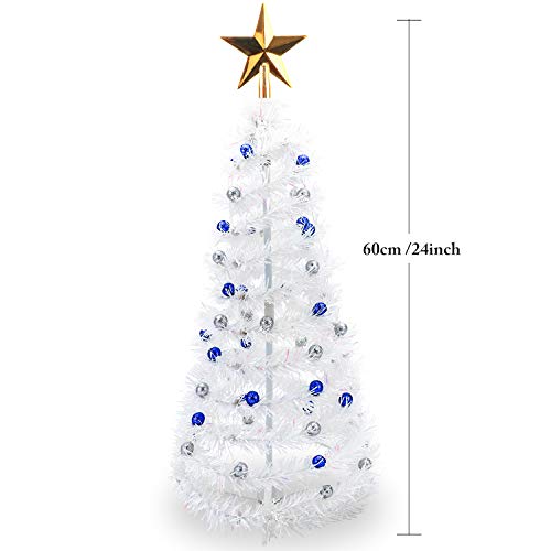 Kapmore pequeño árbol de Navidad de 23.6"mini árbol de Navidad artificial con luces LED, utilizado para exteriores, decoración de fiestas familiares, decoración del hogar, regalos para niños