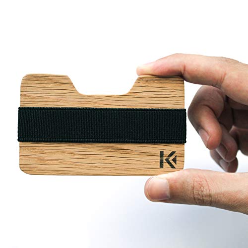 KARCAJ® Kendo - Cartera Tarjetero Minimalista Elaborada en Maderas Nobles para Hombre y Mujer con Capacidad para Tarjetas de Crédito y Billetes (Roble)