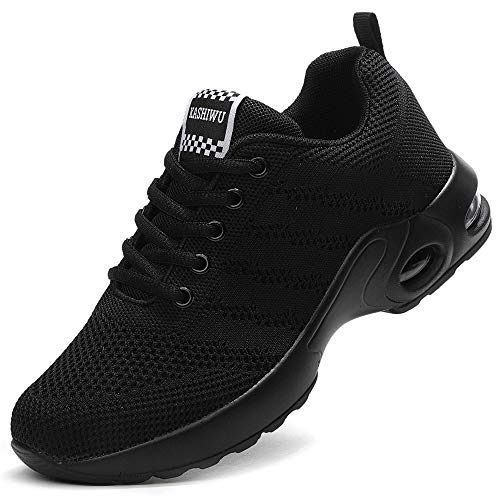 Kashiwu Zapatillas Running para Mujer Aire Libre y Deporte Transpirables Casual Zapatos Gimnasio Correr Sneakers(All Black 36EU)