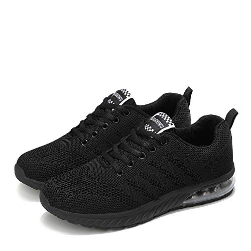 Kashiwu Zapatillas Running para Mujer Aire Libre y Deporte Transpirables Casual Zapatos Gimnasio Correr Sneakers（Black.38EU