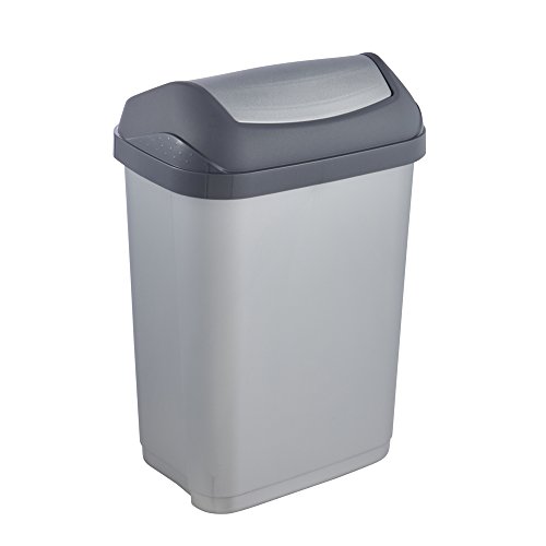 keeeper Cubo de Basura con Tapa Basculante, 10 l, Swantje, Plateado