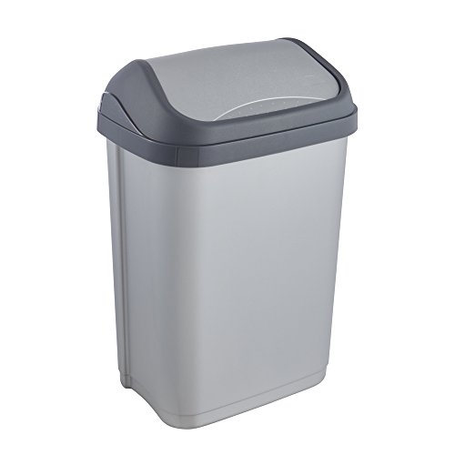 keeeper Cubo de Basura con Tapa Basculante, 10 l, Swantje, Plateado