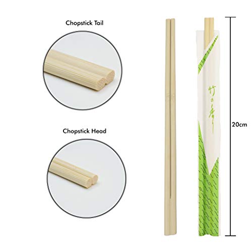 Ken Chiku Palillos De Bambú Tensoge 20cm | 40 Pares Envueltos Individualmente | Comida Chino Y Japonés | Natural | Respetuoso Al Medio Ambiente Y Biodegradable | Adultos Y Niños