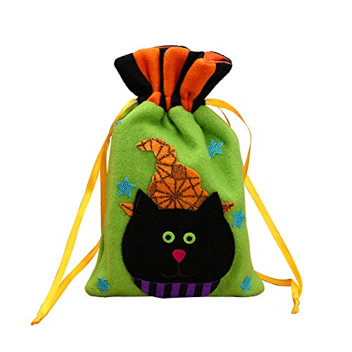 Kentop Bolsa de Regalo para Halloween Reutilizable Bolsa de Dulces con Cordón para Fiesta de Halloween Decoración para Niños (Verde)