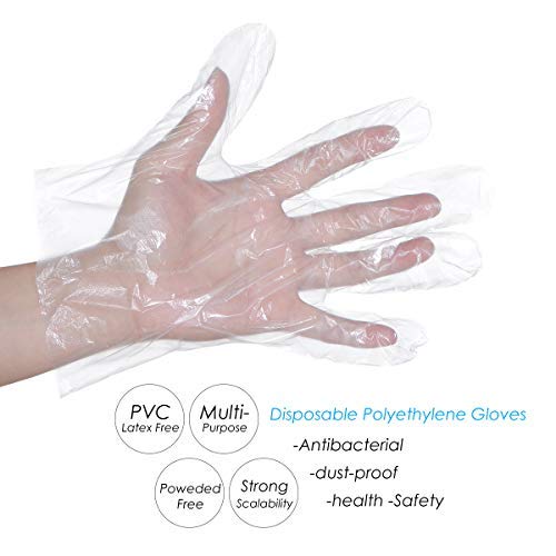 KESYOO 200 Unids/Pack Guantes de Plástico Transparente para Cocinar Guantes de Plástico Desechables para Guantes de Polietileno Desechables para El Hogar