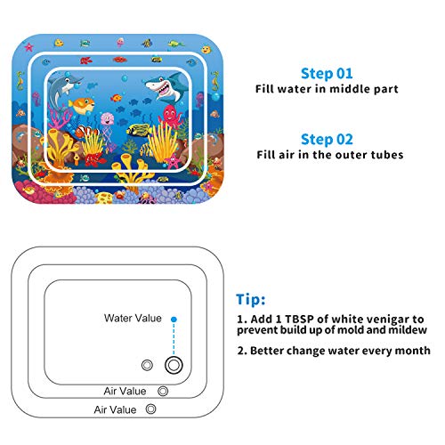 Keten Alfombra Inflable con Agua, Tapete de PVC a Prueba de Fugas para Bebés, Centro de Actividades Divertidas para La Estimulación del Crecimiento de Su Bebé (40’’ x 32’’)