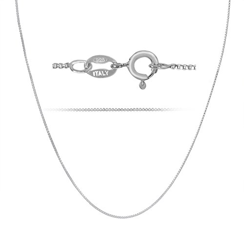 Kezef Collar - Cadena de Eslabón Cuadrado de 1 mm – Fina Plata De Ley 925 – Medidas de 35,6 cm a 1 m