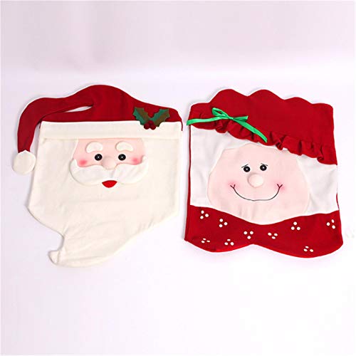 Kfnire Cubierta de la Silla Decorativa, 2Pcs Sr. / Sra. Papá Noel Navidad Cocina Comedor Silla Cubiertas Decoración de Navidad Decoración (# A)