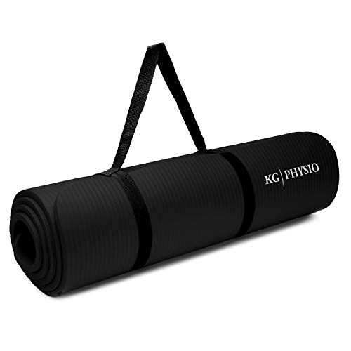 KG Physio Esterilla Yoga (1cm), Colchoneta de Fitness para Gimnasio, Pilates o en Casa con Tirante (Dentro de la colchoneta) 183cm x 61cm x 1cm (Grueso)