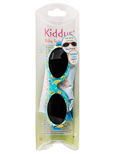 Kiddus Gafas de sol PREMIUM POLARIZADAS para bebé, niño y niña. 0 meses a 2 años. UV400 100% protección rayos UVA y UVB. Suave puente de SILICONA para la nariz. Banda ajustable de NEOPRENO