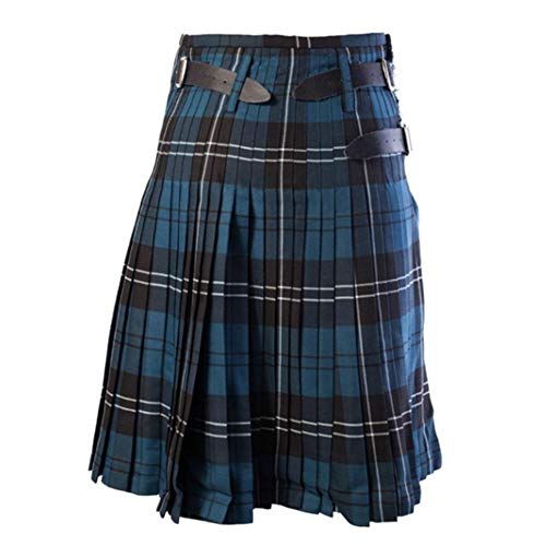 Kilt - Falda para hombre escocesa, estilo retro, tradicional vintage, falda clásica, disfraz de escocés, disfraz de tartán para cosplay o carnaval azul 3XL