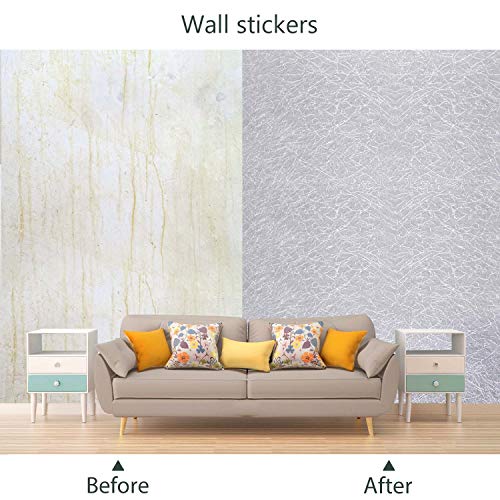 KINLO 0.61 * 5m per Rollo Vinilo Adhesivo para Forrar Muebles con la Veta de Seda Cruda Bonita Gris Impermeable PVC Papel Pintado de Pared/Decoración Dormitorio Infantil/Cocina/Armario/Mesa/Puerta