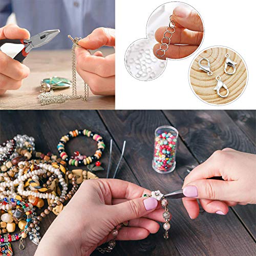 Kit de Hacer Bisutería 650 Piezas Kit de Accesorios de Joyería Herramientas de Reparación de Joyas Adecuado para Hacer y Reparar Collares y Pulseras y Pendientes Accesorios, Plata