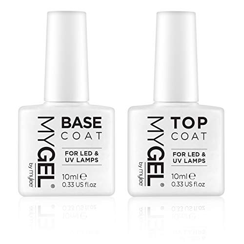 Kit Profesional LED Mylee para barniz de uñas, 4x colores MYGEL, capa superior e inferior, lámpara LED de curado convexo Mylee PRO Series, Prep & Wipe, removedor de gel (Blanco)