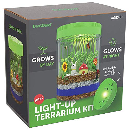 Kit Terrario Iluminado para niños con luz LED en la Tapa | Cree su propio Mini Jardín personalizado en un Frasco que Brilla de Noche | Grandes kits de ciencia regalos para niños | Juguetes para niños