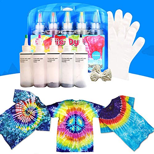 Kit Tie Dye, 5 Colores de Tela Textil Camisas Pinturas, Colores Vibrantes y Brillantes Tie Dye Designs Ropa, Pintura Permanente para Suministros caseros de Bricolaje