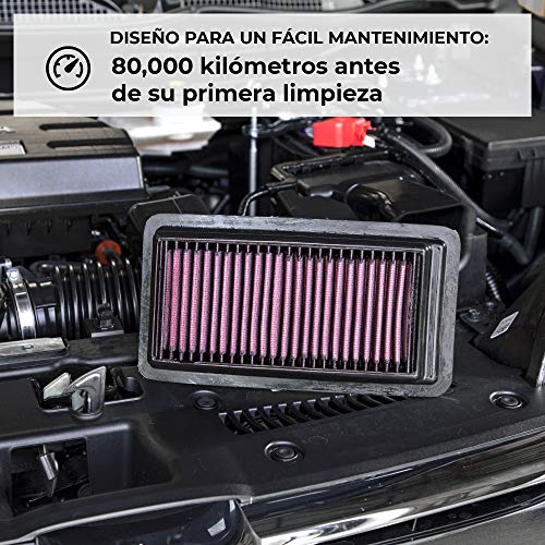 K&N 33-2849 Filtro de Aire Coche, Lavable y Reutilizable