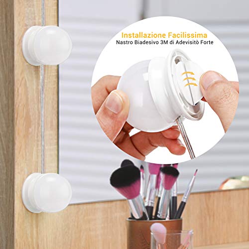 Kohree Luces para Espejo de Maquillaje LED Luces Tocador Estilo Hollywood 10 Bombillas regulables 3 Modos de Color con USB Puerto Luz Espejo Maquillaje Tocador Espejo Baño Regalo para Fiesta Cumpleaño