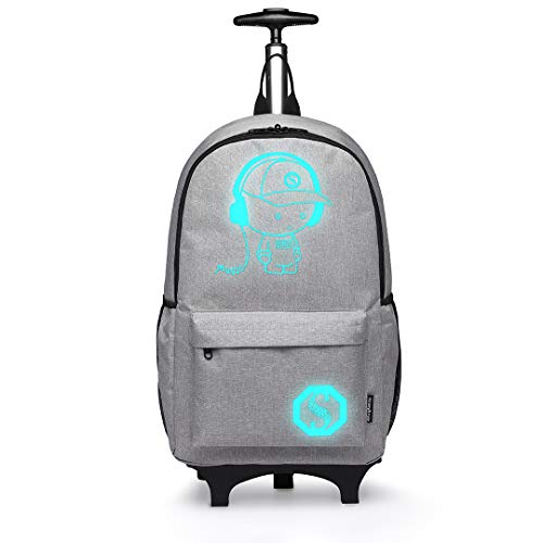 Kono Anime Cartoon Luminous música Boy Backpack Escuela Estudiante Mochila de Moda, Mochila Escolar Unisex Bookbag Maleta De Viaje Trolley Ordenador Mochila (Gris)