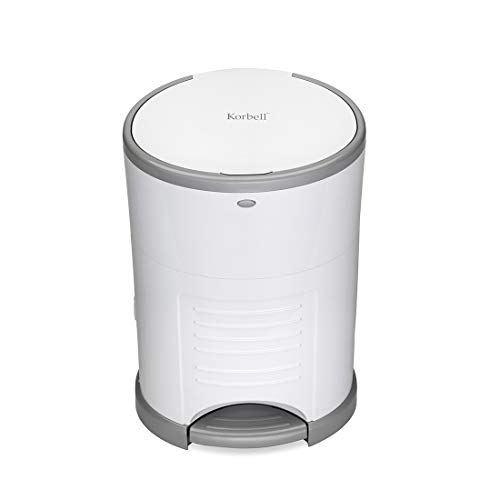 Korbell MINI Cubo de pañales, 9 L, Blanco, Económico, Ecológico, Pedal, Capacidad de 25 capas, Norme