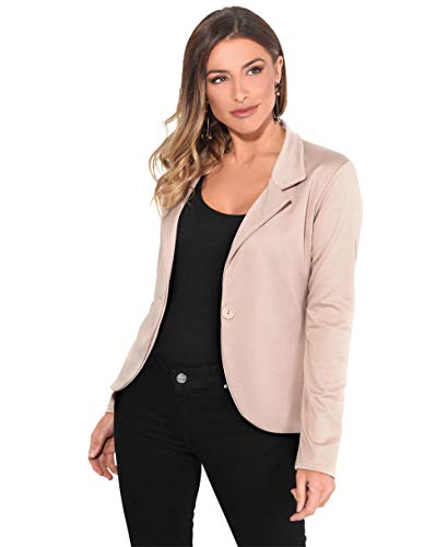 KRISP Chaqueta Mujer Vestir Casual Elegante Básica Blazer Talla Grande Traje Manga Larga Joven, (Piedra (3558), 42 EU (14 UK)), 3558-STN-14