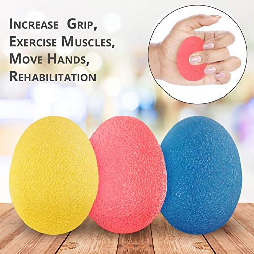 Kurtzy Mano Terapia Pelotas 3 Piezas - Manos Ejercicio y Agarre Pelota para Dedo Muneca Ejercicios y Fortalecimiento con 3 Niveles de Resistencia para Desarrollar Musculos, Alivia Dolor Articulaciones